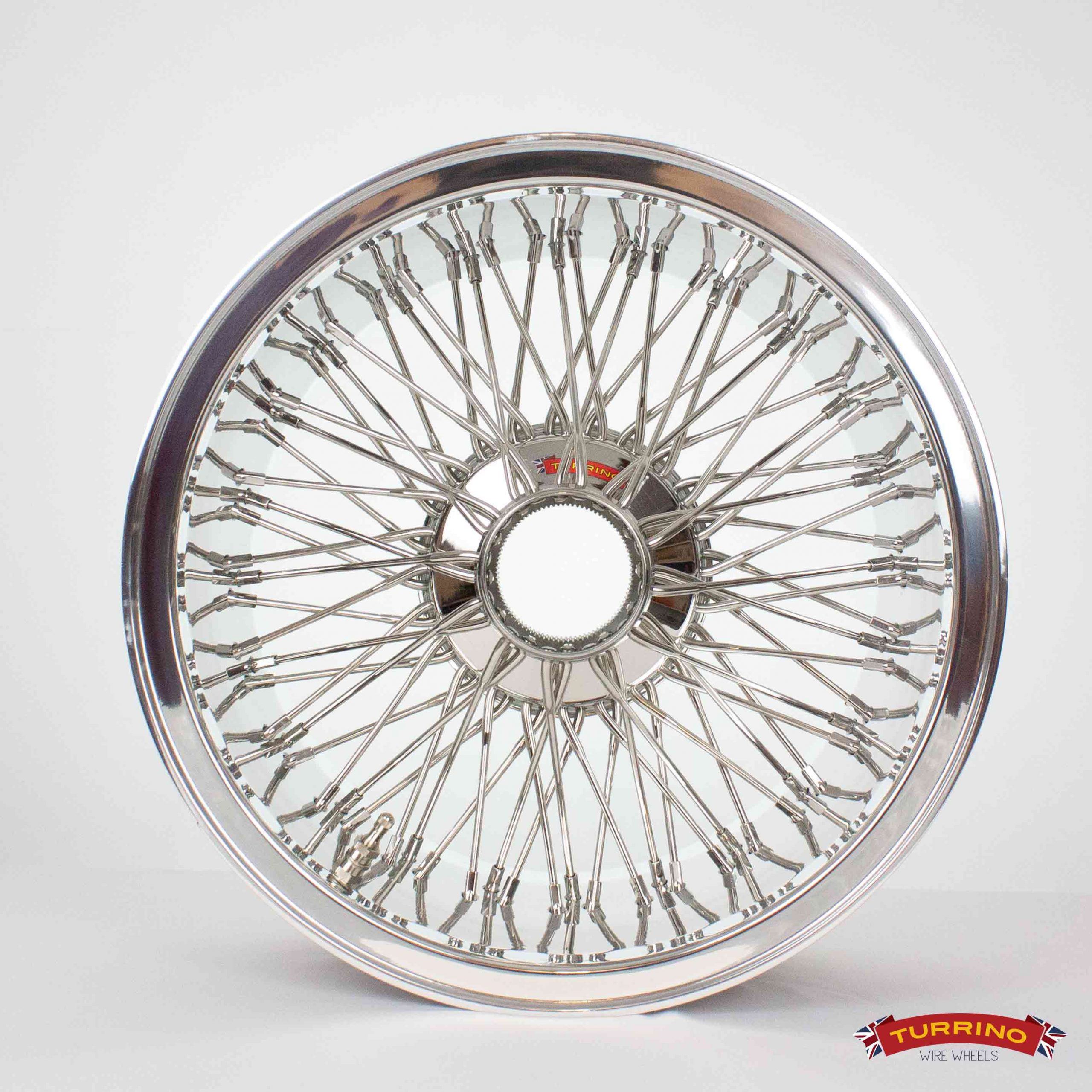Jaguar 7.5x16 undimpled reversed rim reduced offset fully polished alloy rim wire wheel
