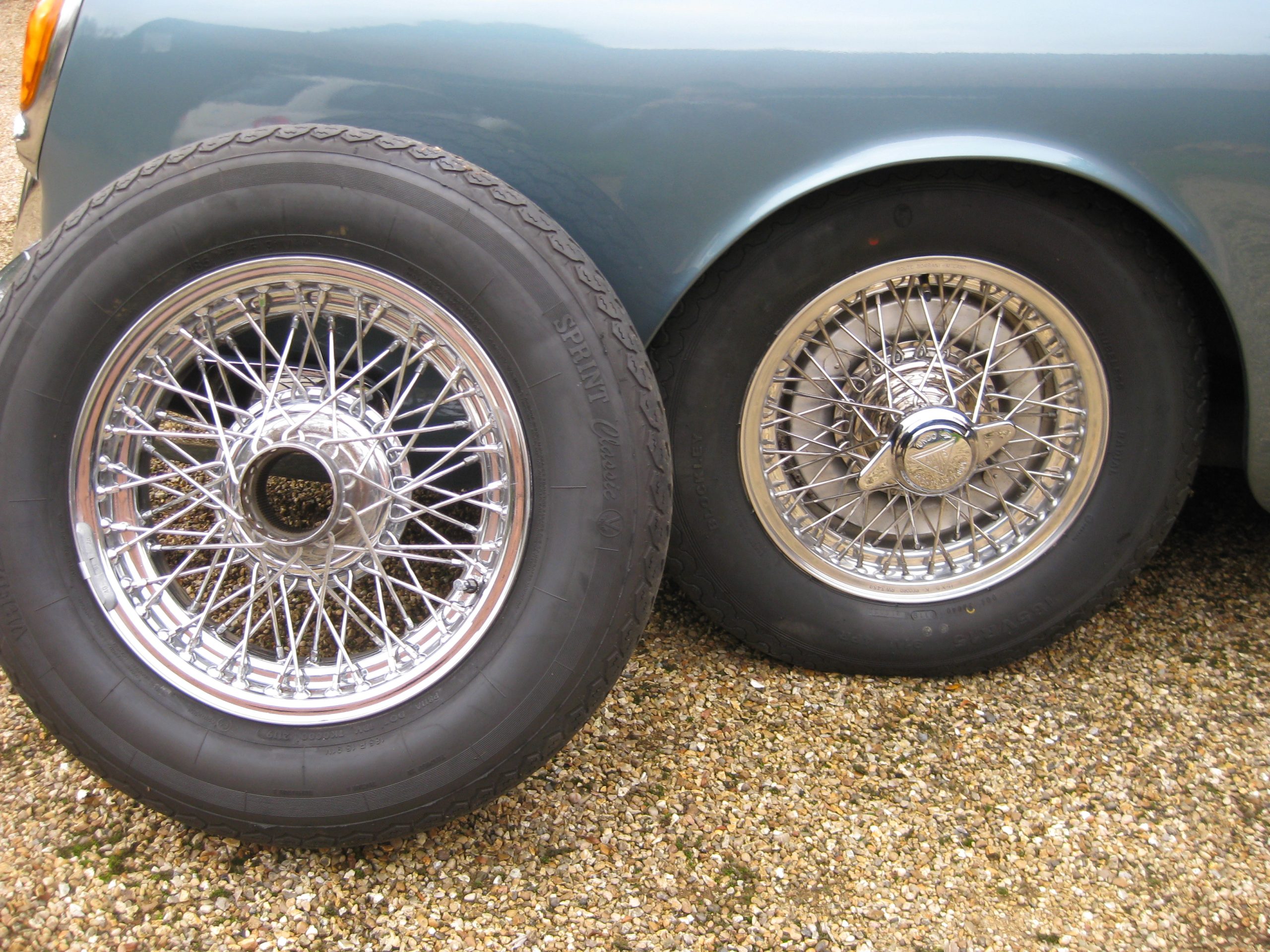 Alvis TC 108G Super 1958 bodied by Hermann Graber; alloy rims, stainless spokes and centres – chrome wheels leaning against for comparison(1)